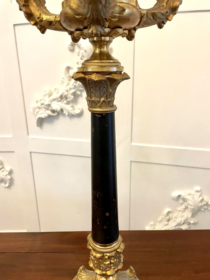 Quality Pair of Antique Regency Ornate Ormolu Four Arm Candelabra - Image 10